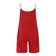 thumbnail image 4 of fheaev Romper for Women Sleeveless Spaghetti Strap Round Neck Loose Fit with Pockets Casual Summer Everyday Wear Wine L, 4 of 5