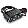 thumbnail image 2 of Cargador de coche USB C, 3 enchufes Puertos divisores de encendedor de cigarrillos Interruptor separado Pantalla de voltaje LED Fusible reemplazable incorporado Teléfono celular móvil compat, 2 of 3