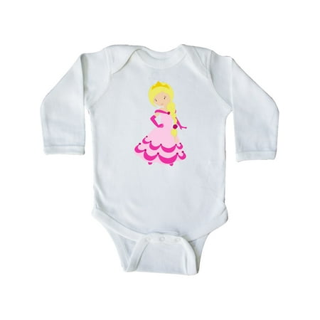 

Inktastic Cute Princess Blonde Hair Princess In Pink Dress Gift Baby Girl Long Sleeve Bodysuit