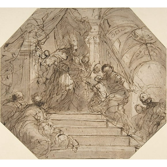 Presentation of the Virgin in the Temple Poster Print by Valerio Castello (Italian, Genoa 1624 �1659 Genoa) (18 x 24)