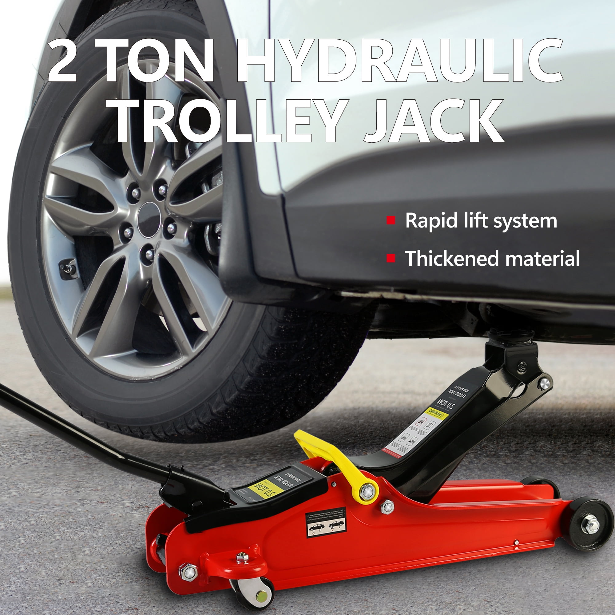 Floor Jack, 2 Ton Low Profile Floor Jack, 3t jack stand Tire Repair Kit Heavy Duty Steel Racing Floor Jack with Single Piston Quick Lift Pump, Floor Jack Lifting Range 3.3"-15.2"