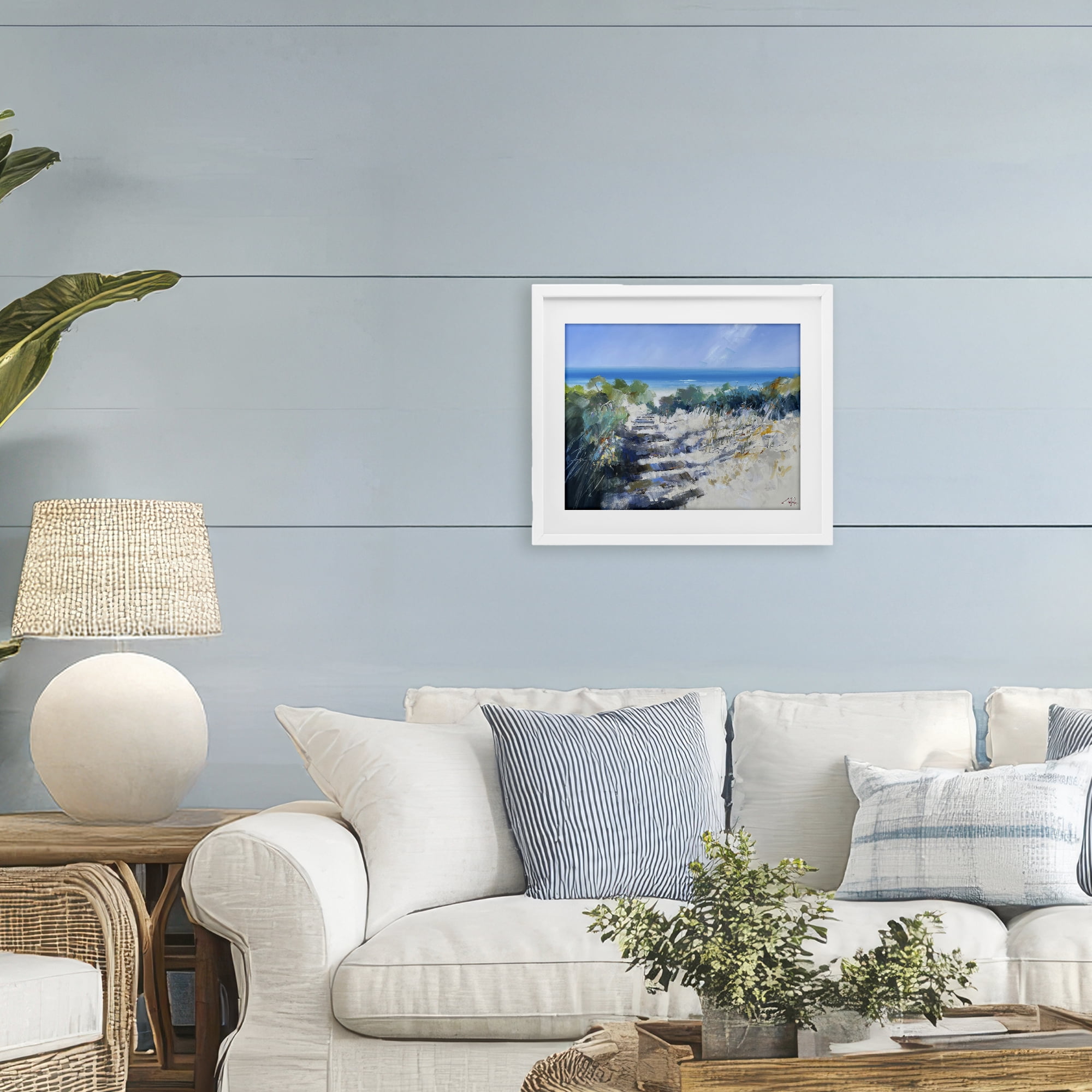 Stupell Industries Beach Steps in Robe White Framed Print Under Glass, design by Craig Trewin Penny