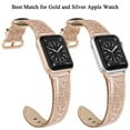 thumbnail image 6 of SWEES Watch Bands Compatible with iWatch Series 8 7 6 5 4 3 2 1 Sports & Edition 38mm 40mm 41mm for Women Men, Glitter Rose Gold Genuine Leather Replacement Watch Band for Apple Watch, 6 of 9