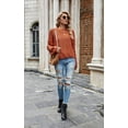 thumbnail image 3 of Womens Sweaters Pullover Oversized Deep V Neck Off Shoulder Tops Long Sleeves Loose Knit Sweater, 3 of 6