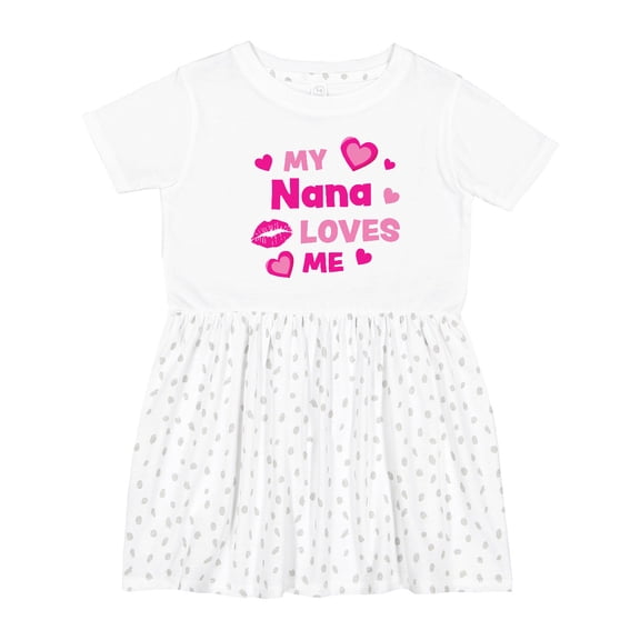 Inktastic Valentine's Day My Nana Loves Me Hearts and Lips Girls Toddler Dress