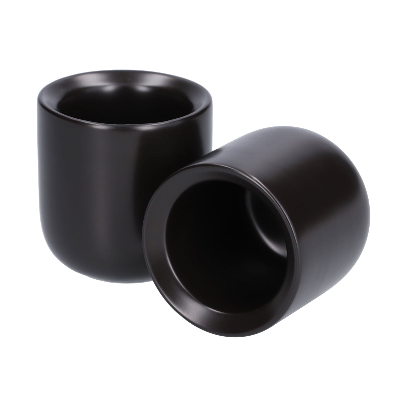 LAZIOEGR 2Pcs Matte Black Bevel Ceramic Coffee Cup 100ml / 3.4 oz Thickened Hand Made Espresso Mug for Home Office Restaurant