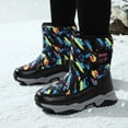 thumbnail image 4 of Chenyee Boys Girls Snow Boots Water-proof Hook and Loop Mid Calf Faux Fleece Linrd Winter Shoes for Kids, 4 of 7