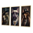 thumbnail image 3 of Designart "Pitbull in the Mafia II" Animals Framed Wall Art Set Of 3 - Gold Dog Pitbull Gangster Mafia Frame Gallery Wall Set For Home Decor, 3 of 6