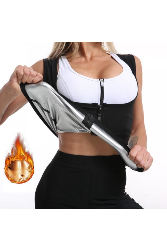 Sauna Suit for Women Adjustable Zipper Sauna Vest Waist Trainer Tank Top Shapewear Shirts