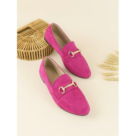 

Suedette Metal Decor Loafers Women‘s Footwear