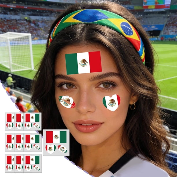 Pegatinas de tatuajes de fútbol americano pack de 10 con diseños de banderas para aficionados al fútbol, arte facial y corporal para días de partido, fiestas, desfiles, decoraciones de bar