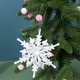 thumbnail image 5 of Adornos navideños de copo de nieve de 12 cm | Adornos colgantes de plástico para árbol | Decoración navideña blanca y verde para ventana (1 unidad), 5 of 6