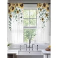 thumbnail image 2 of Sunflower Sheer Curtains 72 Inch Length 2 Panels Set Window Treatments, Yellow Floral Eucalyptus Leaves Watercolor Rod Pocket Semi Curtains for Living Room/Bedroom/Kitchen Décor, 104"W x 72"L, 2 of 7