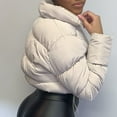 thumbnail image 2 of asdoklhq Womens Clearance Coats Plus Size Women Solid Stand-up Collar Cardigan Down Jacket Outerwear Padded Coat, 2 of 8