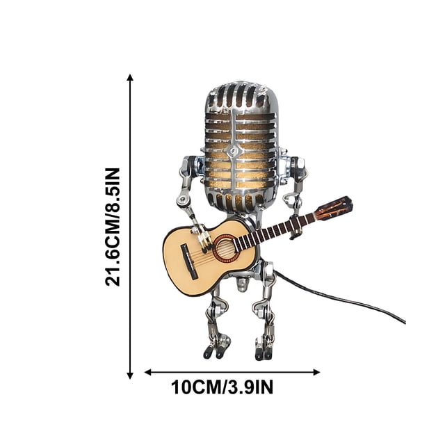 Vintage Microphone Robot Table Art Home Desktop Decoration