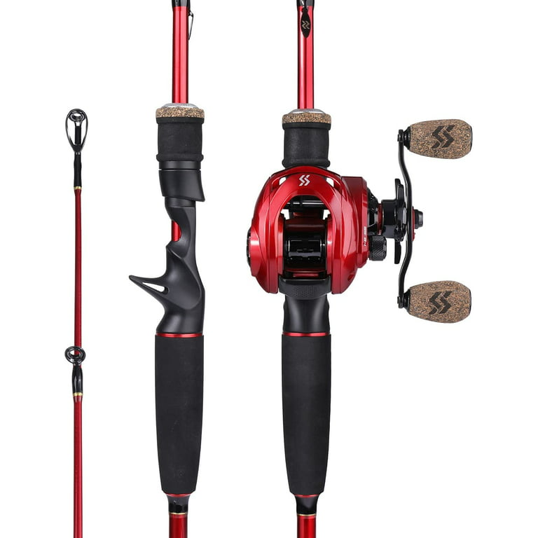 Sougayilang Fishing Rod and Reel Combo 2 Pieces M/MH Fishing Pole with Baitcasting  Reel Set Baitcaster Combo 