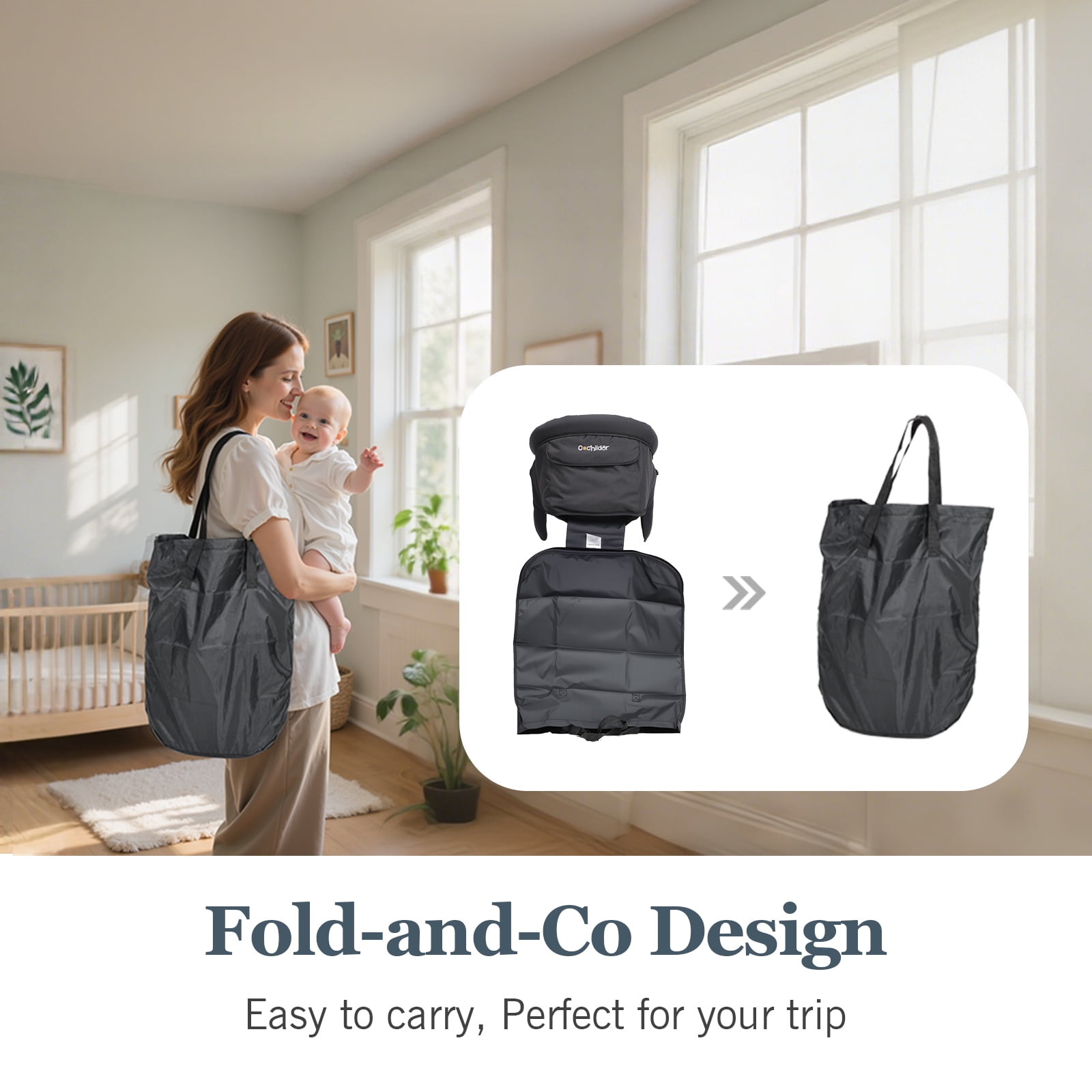 Cochildor Hook on High Chair, Portable/Foldable Clip-On Fast Table Chair for Infants Up To 36 Months, Black