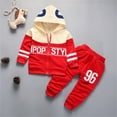 thumbnail image 3 of Boys 2 Piece Outfit Summer Number 96 Printed Children's Spring and Autumn Wear Casual Color Contrast Fashion Baby 0 5 Years Old Hoodie Long Sleeve Children Red, 6-12 Months, 3 of 3