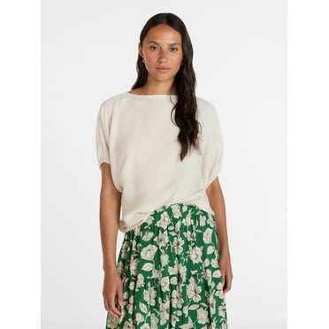 Time and Tru Women's Boatneck Top with Dolman Sleeves, Sizes XS-XXXL