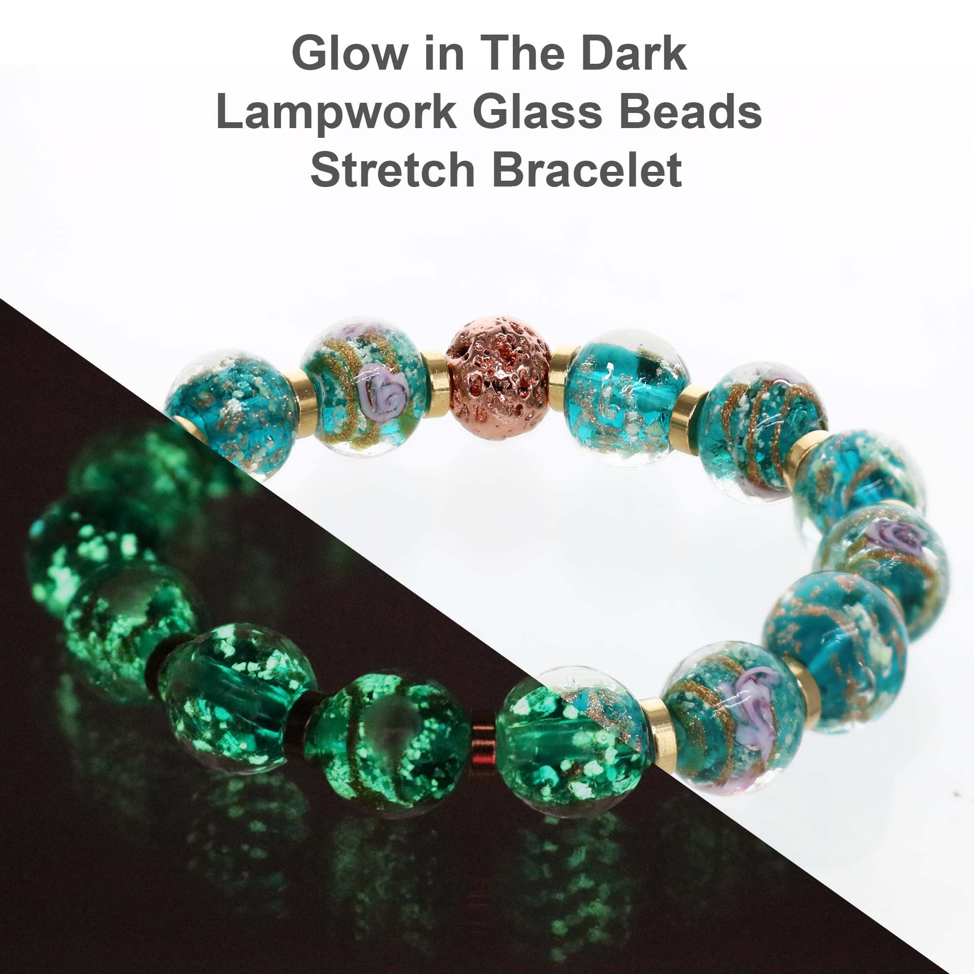 Gray Mermaid Glass Iridescent Stretch Bracelet with Czech Crystal Rhinestone Beads 