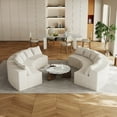 thumbnail image 6 of Plush Corduroy Curved Sectional Sofa with 12 Pillows | Modular Design | No Assembly Required, 6 of 7