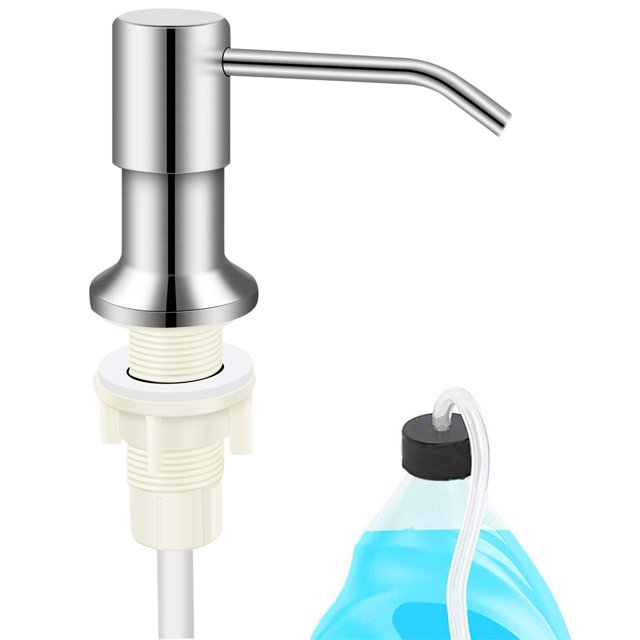 Muyoka Dispensador de jabón integrado para fregadero de cocina con tubo de extensión de silicona Dispensador de loción de manos duradero Cabezal de bomba de acero inoxidable de níquel cepillado direct Muyoka Hogar