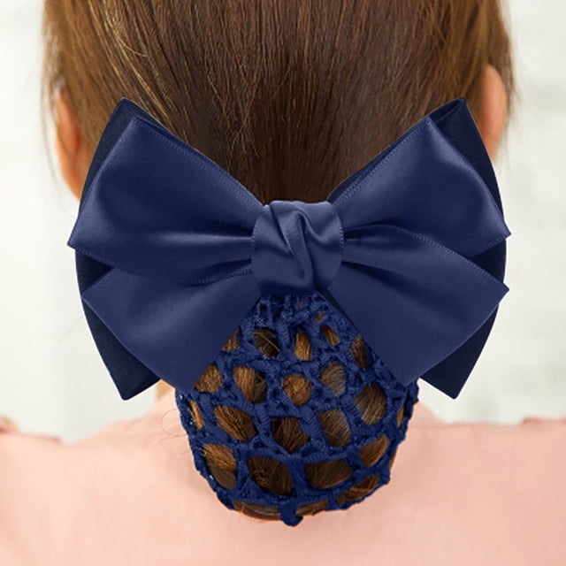 Barrette Pro Nœud pour Femmes Pince à Cheveux Nœud Papillon Filet Filet à Cheveux Dentelle Nœud Accessoires pour Cheveux Coiffures, Pince à Cheveux Polyester Bleu