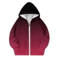 thumbnail image 2 of SonxaHe Toddler Girl' Hooded Jacket Fleece Zip Up Gradient Long Sleeve Outerwear Lightweight Fall Sweatshirt Red,Sized 4-5, 2 of 4