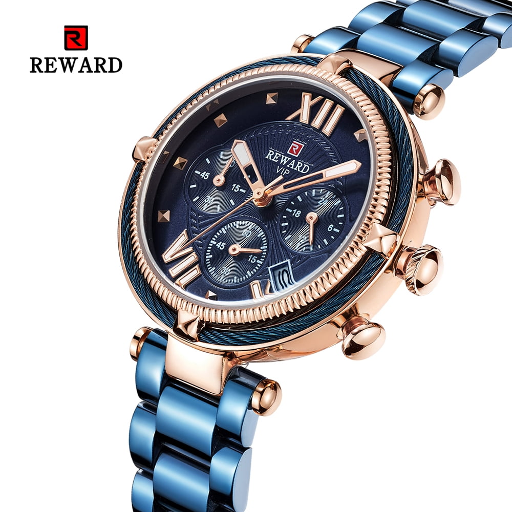 REWARD Women Watches Feminine Waterproof Sport Quartz Watch Full Steel Chronograph Watch Women Girl Clock for Female Walmart
