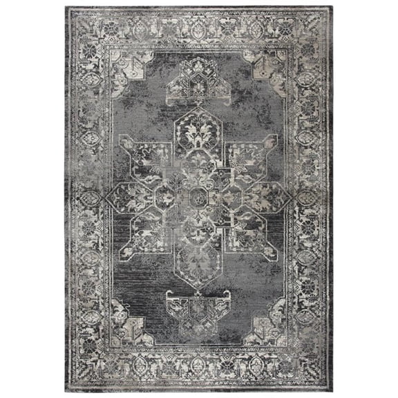 Alora Decor Swagger 6'7" x 9'6" Distress Gray/Black Power-Loomed Area Rug