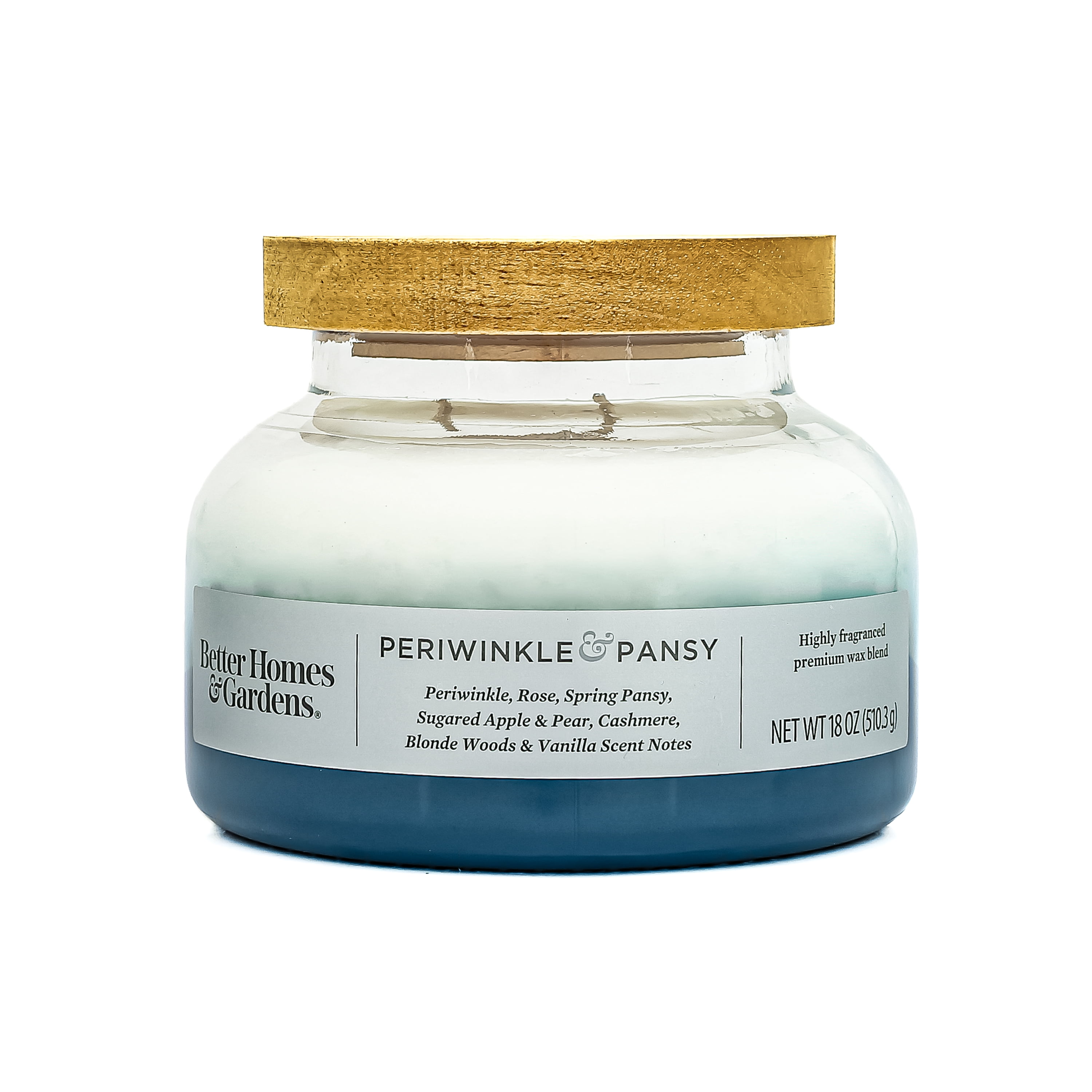 Better Homes & Gardens 18oz Periwinkle & Pansy Scented 2-Wick Ombre Bell Jar Candle