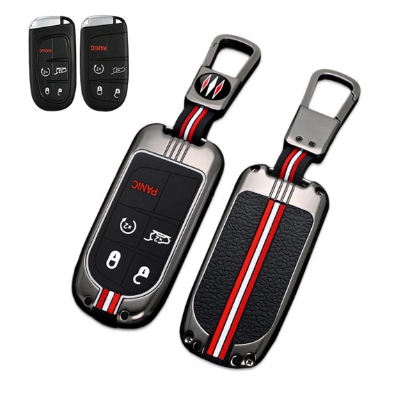 Zinc Alloy Smart Key Fob Case Cover Shell Compatible with Jeep Grand Cherokee Renegade Dodge RAM Durango Challenger Chrysler 200 300 Fiat