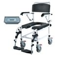 thumbnail image 5 of KFFKFF Shower Commode Wheelchair with 4 Lockable Wheels Footrests Flip-up Arms, 5 of 9