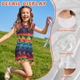 thumbnail image 5 of ZIATUBLES Rainbow Aztec Print Girls Jumpsuit Summer Casual Romper Flutter Sleeves One-Piece Playsuit Elastic High Waist Kids Outfit with Pockets for 7-8 Y, 5 of 6