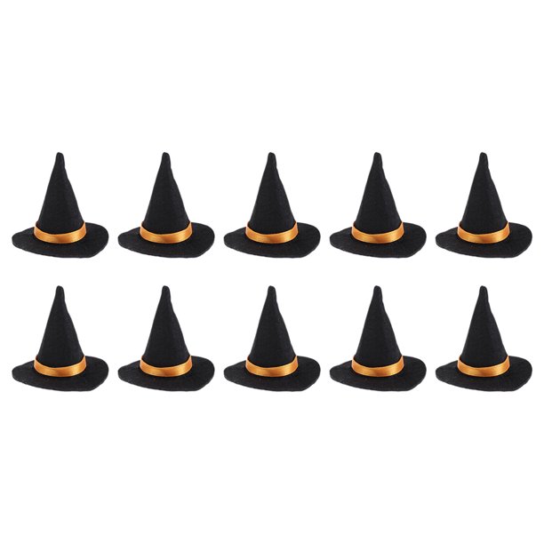 Mini sombreros de bruja hechos a mano, decoración de botellas de vino, juego de funda para botella de vino, manualidades DIY (sombrero de bruja), 10 Uds.