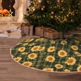 thumbnail image 4 of Salouo Black Ink Green Plaid Sunflower Christmas Tree Skirt 36" Farmhouse Christmas Decorations Snowman Xmas Tree Skirt Tree Mat for Holiday Party Decor, 4 of 8