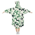 thumbnail image 2 of Dailycode Wearable Blanket Hoodie Oversized Sherpa Flannel Blankets with Pocket for 3-14 Year Old Green Camouflage Shapes, 2 of 7