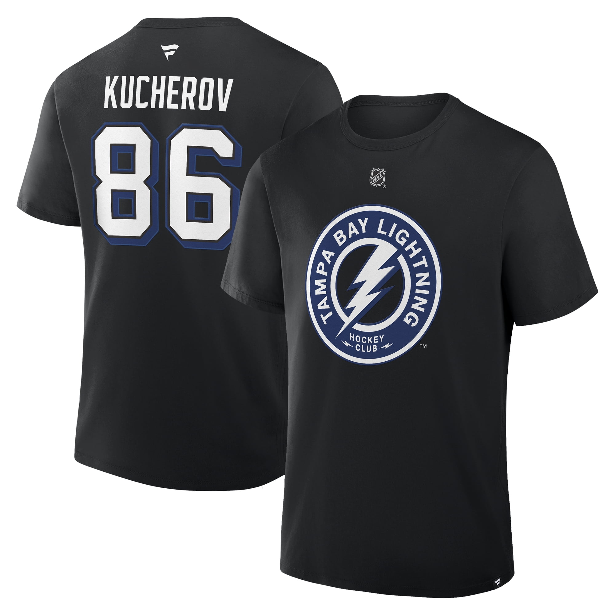 Men's Fanatics Nikita Kucherov Black Tampa Bay Lightning Authentic Stack Name & Number T-Shirt