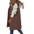 thumbnail image 4 of Niaviben Long Puffer Vest Women Hooded Vest Plus Size Puffer Vest Womens Long Vest Womens Jacket Women Puffer Jacket Womens Winter Coats Coffee 3XL, 4 of 6