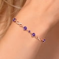 thumbnail image 4 of Gem Stone King 1.96 Ct Round Purple Amethyst 18K Rose Gold Plated Silver Keren Hanan Women Adjustable Infinity Tennis Link Bracelet, 4 of 6