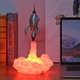thumbnail image 3 of Lámpara Escritorio 3D en Forma de Cohete Luz Noche LED Cálida, Recargable USB, Ideal para Decoración Hogar y Regalo para Niños/Adultos, 3 of 5