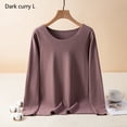 thumbnail image 2 of Minnieouse Ropa interior de fondo para mujer, lencería gruesa cálida para niñas, Tops de capa Base de cuello de manga larga de Color Ropa interior Café oscuro L, 2 of 6