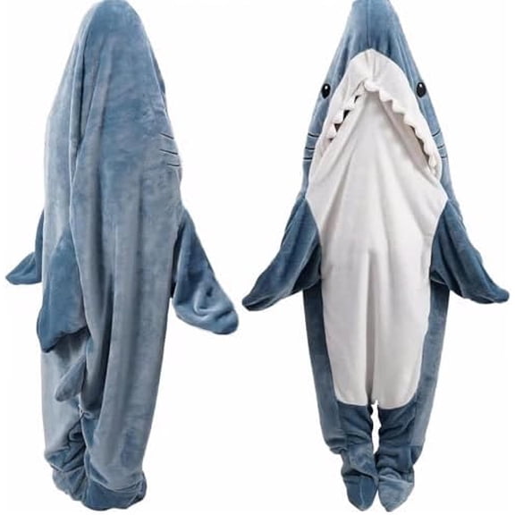 Shark Onesie Blanket Hoodie for Kid&Adult S Size, Soft Flannel Wearable Blanket for Kids, Funny Sleeping Bag Onesies Small suitable for 51 inches to 59 inches (130-150 cm) tall
