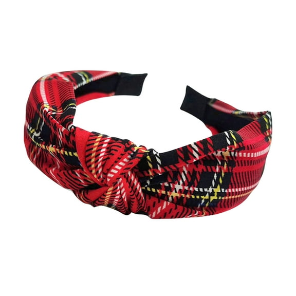 Red, Black & Yellow Tartan Plaid Knotted Headband