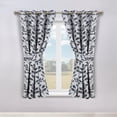 thumbnail image 2 of Superior Blackout Leaves Curtains Set of 2, Light Filtering Grommet Curtain Panel Set, White-Navy, 46"W x 63"L, 2 of 11