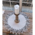 thumbnail image 5 of Earth Tone Silver Lace on White Jacquard Large Doily, Table Topper (24" Round), 5 of 5