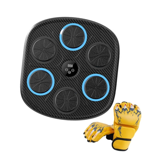 Máquina de boxeo electrónica, almohadilla de boxeo para adultos y niños, equipo de entrenamiento de boxeo con música para el hogar y artes marciales Fibra de Carbono Amarillo