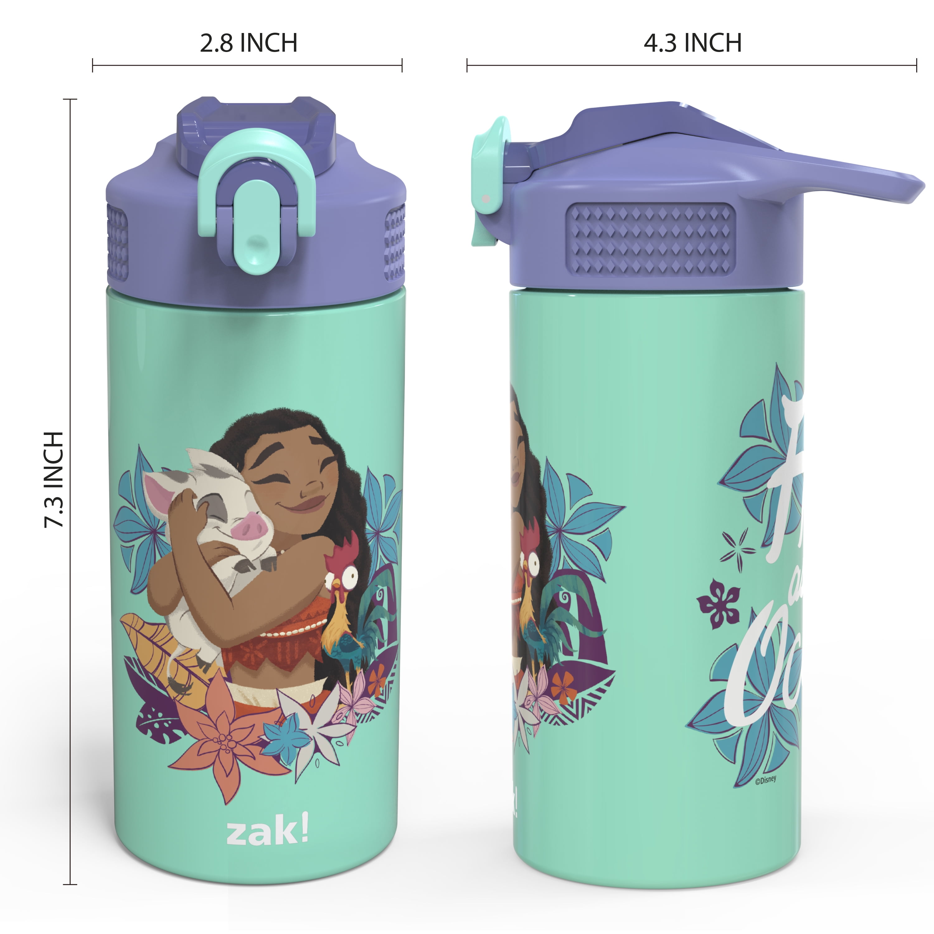 Simple Modern Disney Moana Kids Water Bottle with Straw Lid | Insulated Stainless Steel Cup for Girls, School | Summit | 14oz, Moanas Village