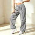 thumbnail image 6 of Women Quick Dry Casual Sweat Pants, Elastic Drawstring High Waist Wide Leg Trousers, Lightweight Breathable Joggers for Sports Street Daily Wear Gray S(S), 6 of 6