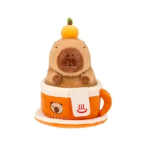 Cute Capybara Plush Toy - Fluffy Capybara Stuffed Animal Coffee Stuffed Plush Doll Pillow The Best Birthday Gift for All Ages